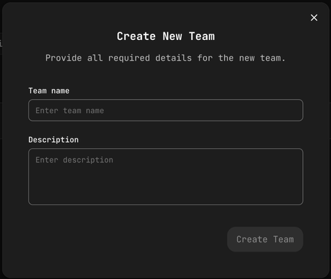 Create Team Dialog