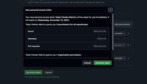 Создание токена GitHub